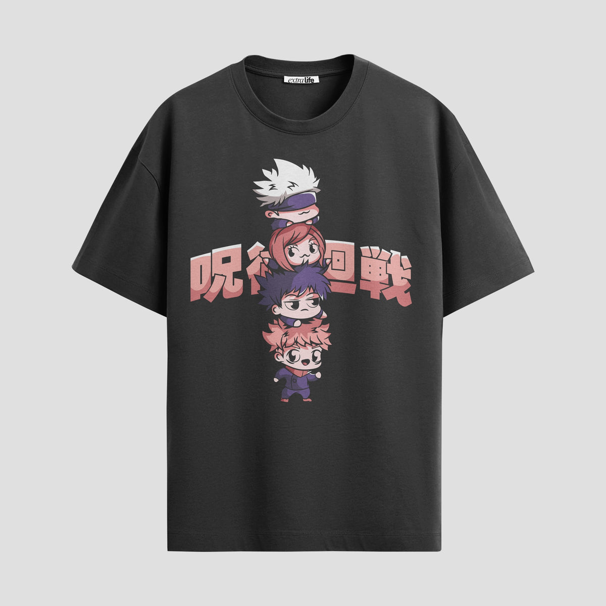 Playera urbana de anime y gaming ExtraLife MX, corte Classic Premium unisex ligero y transpirable en color Deep Black y Pure White, ropa de uso diario para gym y casual.