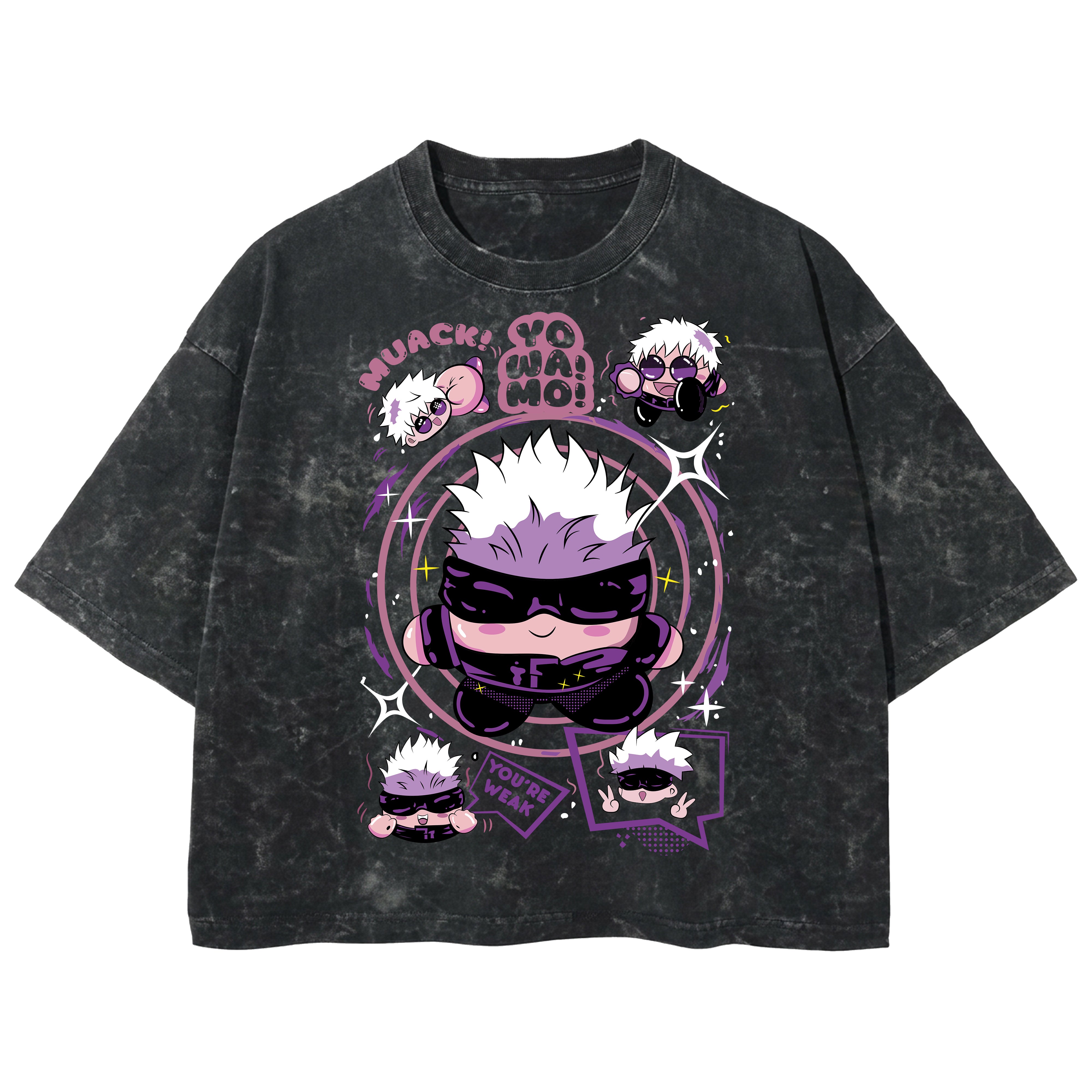 Playera streetwear premium de anime y gaming ExtraLife MX, corte boxy deluxe mineral wash heavyweight en color Acid Wash, moda urbana mexicana de culto.