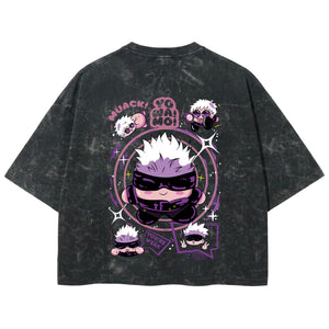 Playera streetwear premium de anime y gaming ExtraLife MX, corte boxy deluxe mineral wash heavyweight en color Acid Wash, moda urbana mexicana de culto.