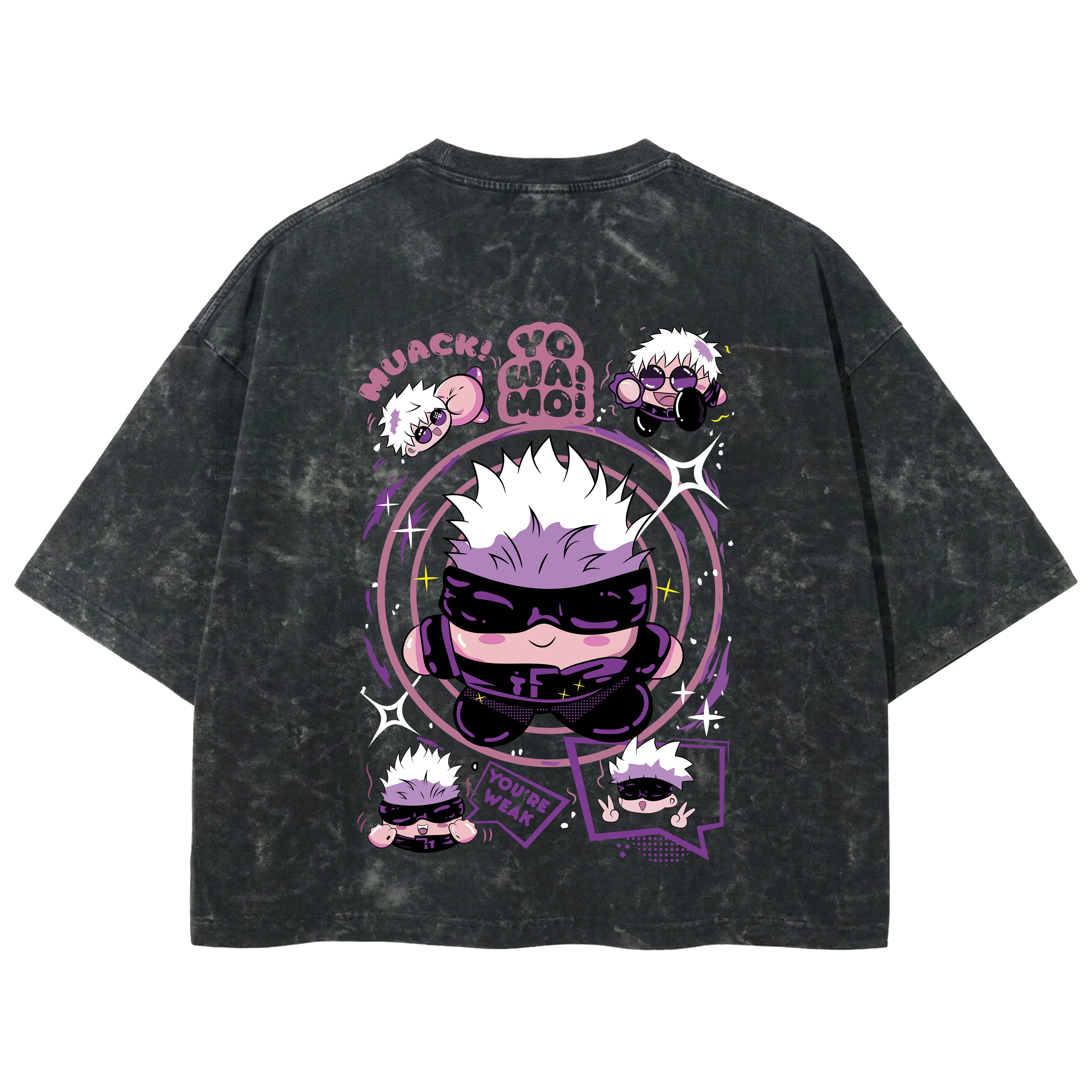 Playera streetwear premium de anime y gaming ExtraLife MX, corte boxy deluxe mineral wash heavyweight en color Acid Wash, moda urbana mexicana de culto.