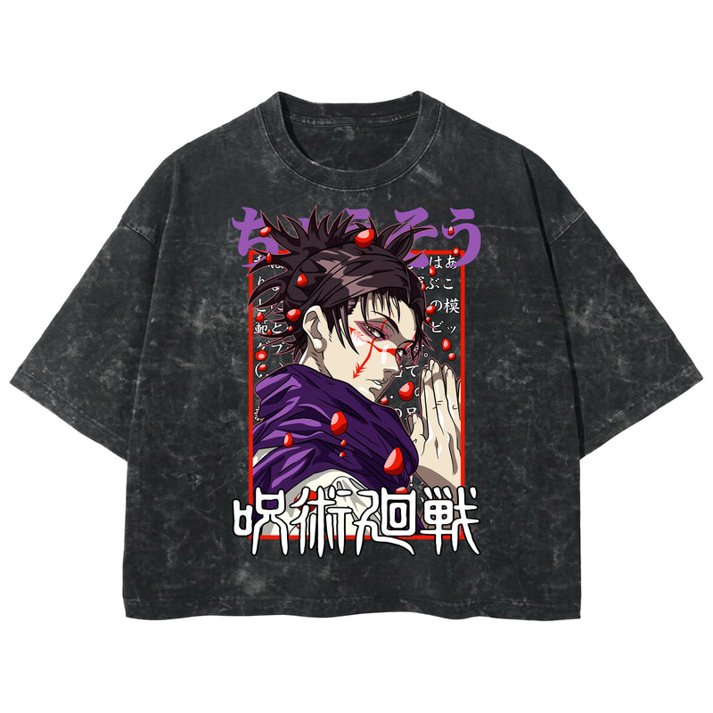 Playera streetwear premium de anime y gaming ExtraLife MX, corte boxy deluxe mineral wash heavyweight en color Acid Wash, moda urbana mexicana de culto.