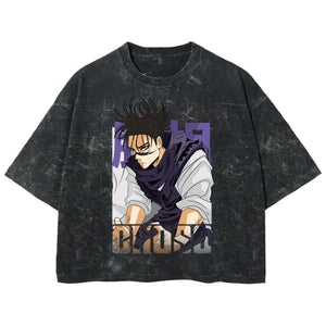 Playera streetwear premium de anime y gaming ExtraLife MX, corte boxy deluxe mineral wash heavyweight en color Acid Wash, moda urbana mexicana de culto.