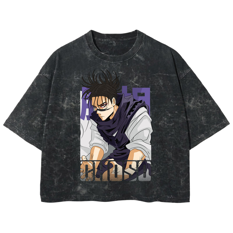 Playera streetwear premium de anime y gaming ExtraLife MX, corte boxy deluxe mineral wash heavyweight en color Acid Wash, moda urbana mexicana de culto.