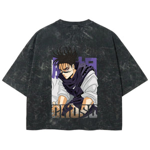Playera streetwear premium de anime y gaming ExtraLife MX, corte boxy deluxe mineral wash heavyweight en color Acid Wash, moda urbana mexicana de culto.