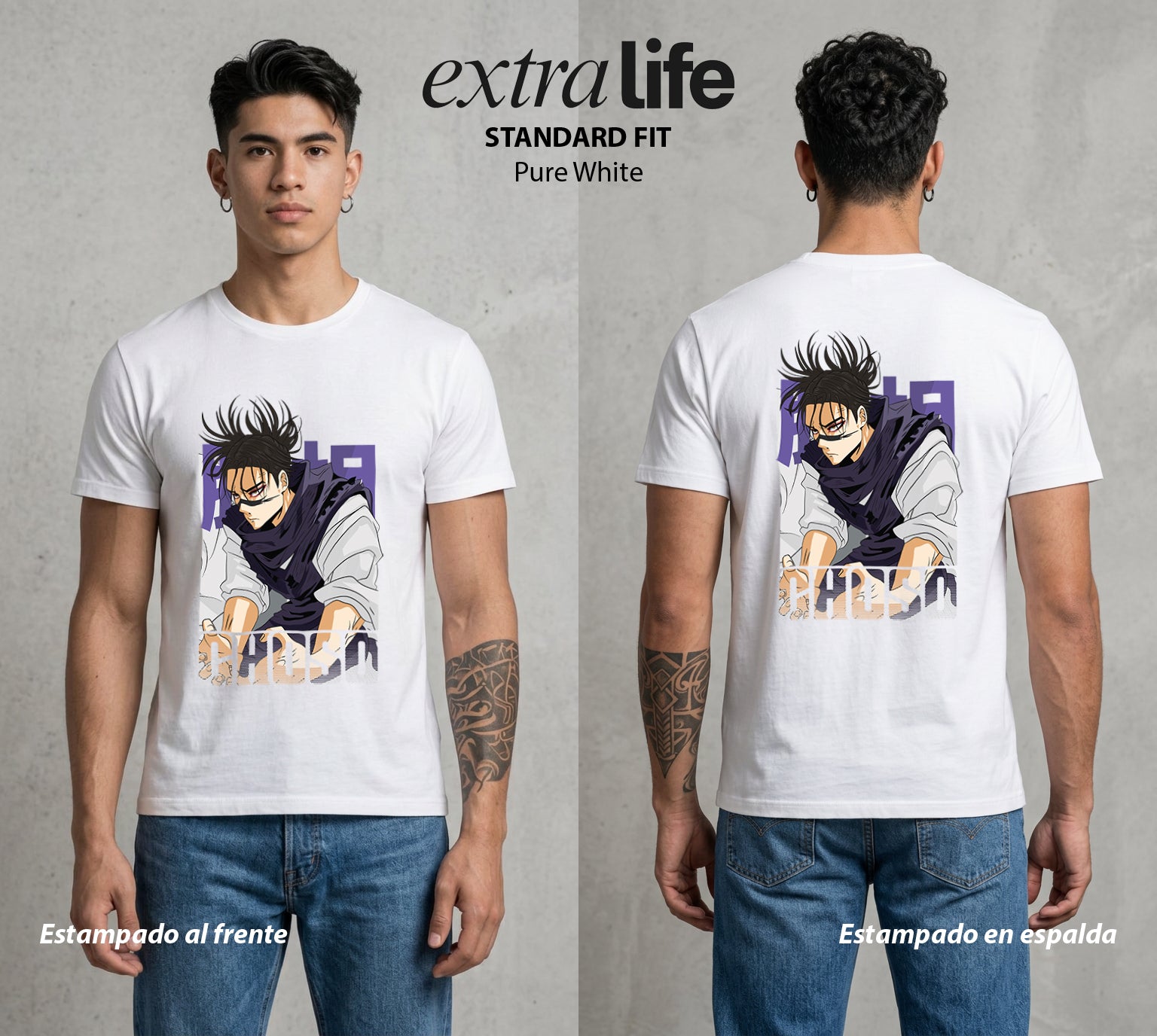 El Arte de las Maldiciones | El Sanguíneo del Bien #01812 - Playera Standard Fit | Pure White - Foto en modelo