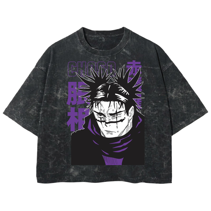 Playera streetwear premium de anime y gaming ExtraLife MX, corte boxy deluxe mineral wash heavyweight en color Acid Wash, moda urbana mexicana de culto.