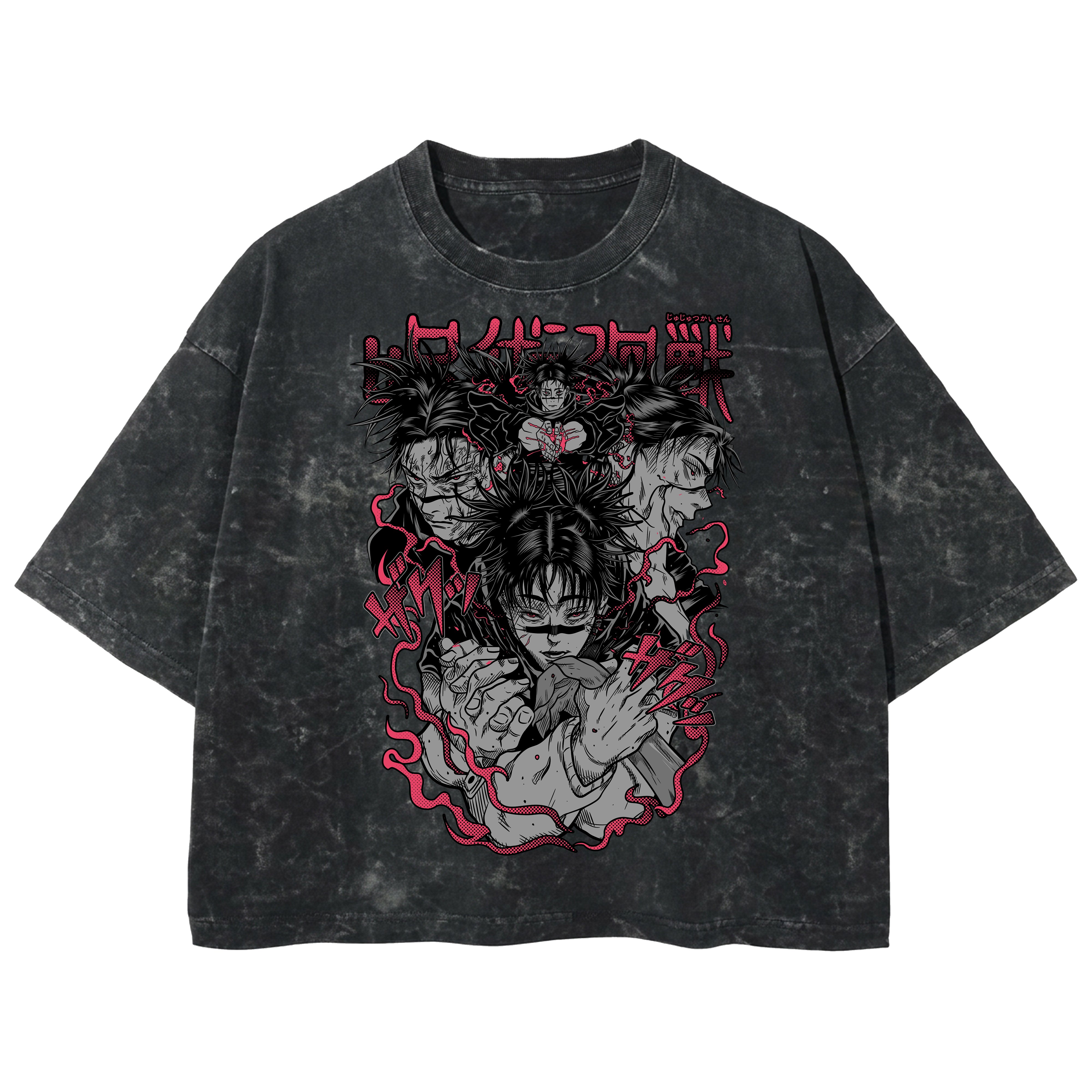 Playera streetwear premium de anime y gaming ExtraLife MX, corte boxy deluxe mineral wash heavyweight en color Acid Wash, moda urbana mexicana de culto.