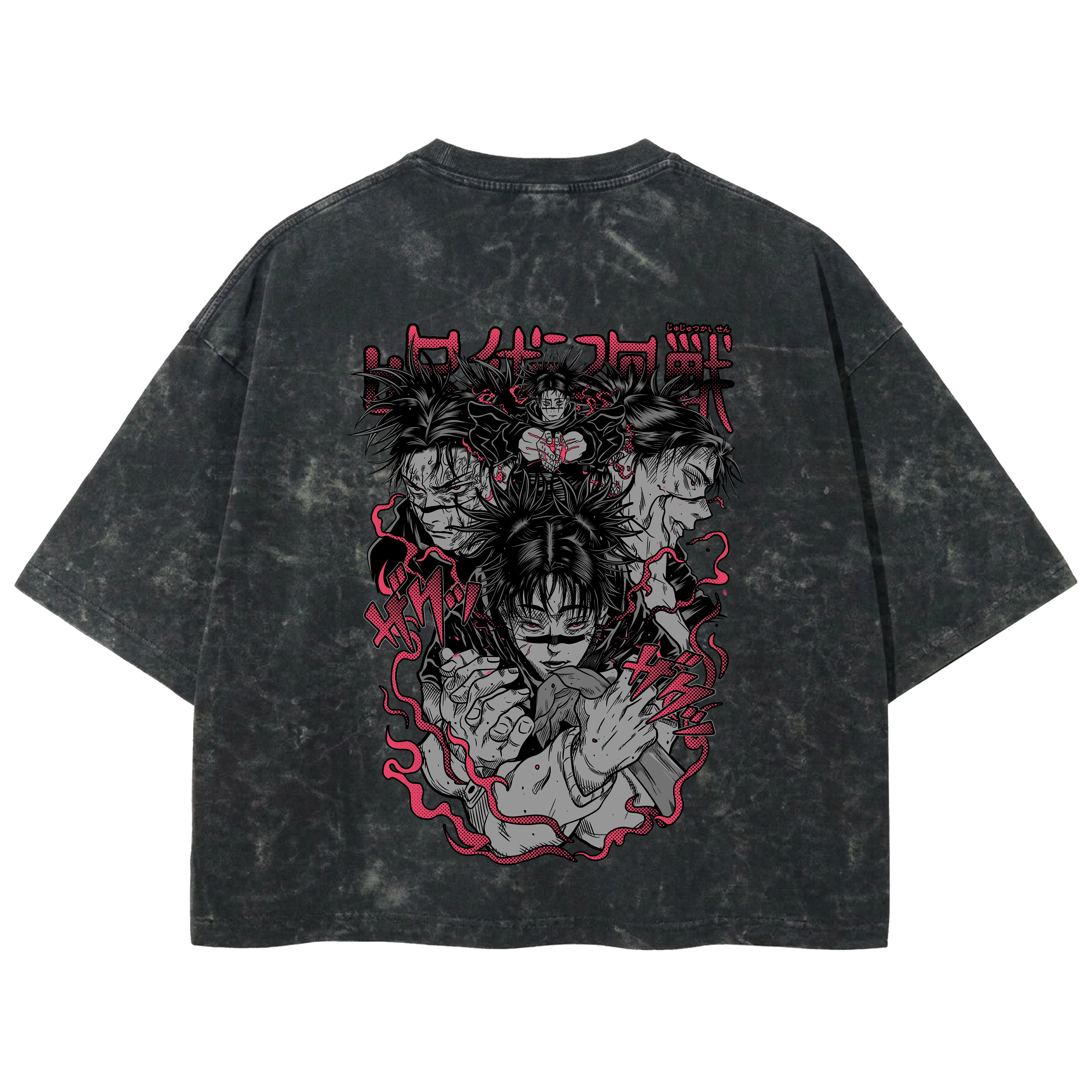 Playera streetwear premium de anime y gaming ExtraLife MX, corte boxy deluxe mineral wash heavyweight en color Acid Wash, moda urbana mexicana de culto.