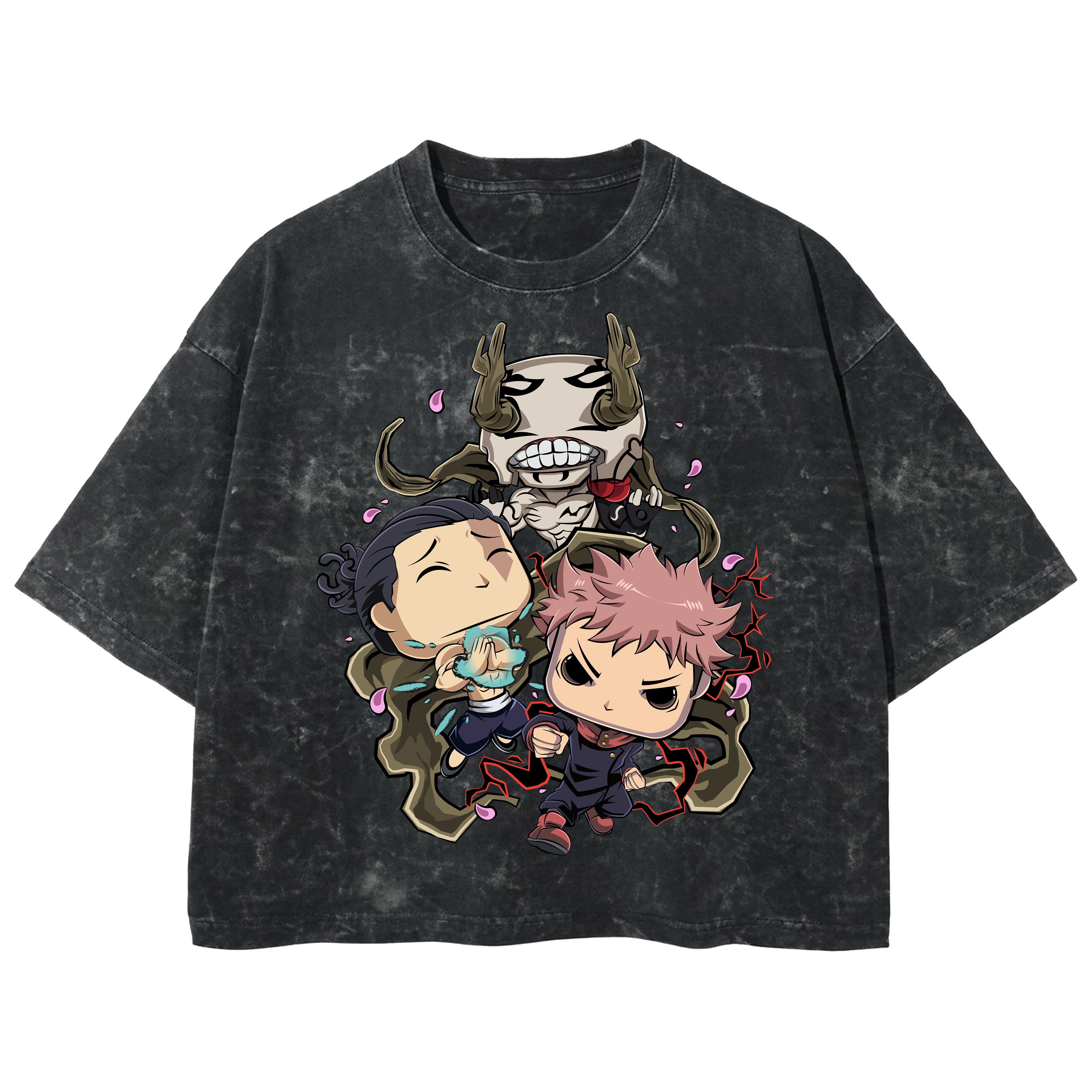 Playera streetwear premium de anime y gaming ExtraLife MX, corte boxy deluxe mineral wash heavyweight en color Acid Wash, moda urbana mexicana de culto.