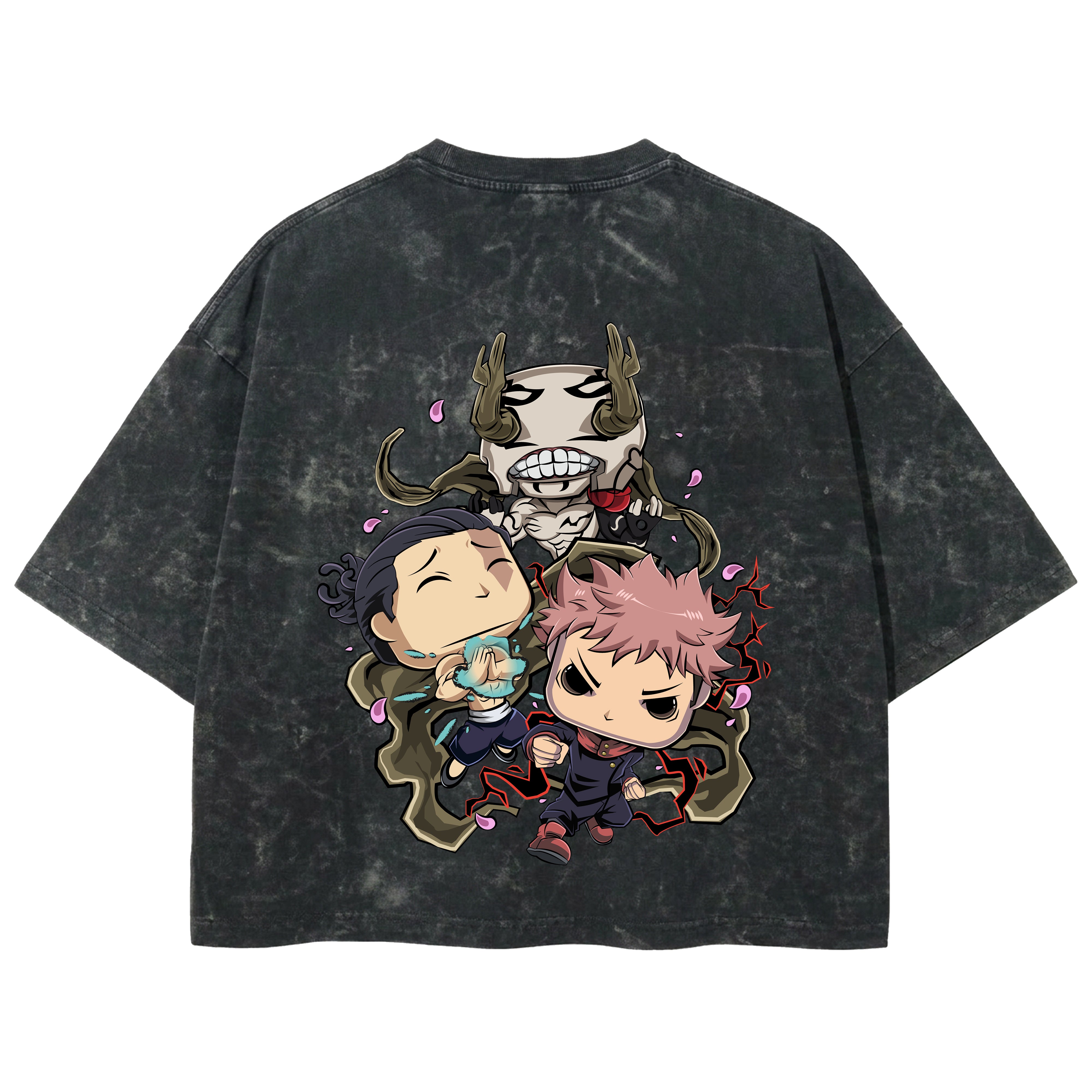 Playera streetwear premium de anime y gaming ExtraLife MX, corte boxy deluxe mineral wash heavyweight en color Acid Wash, moda urbana mexicana de culto.