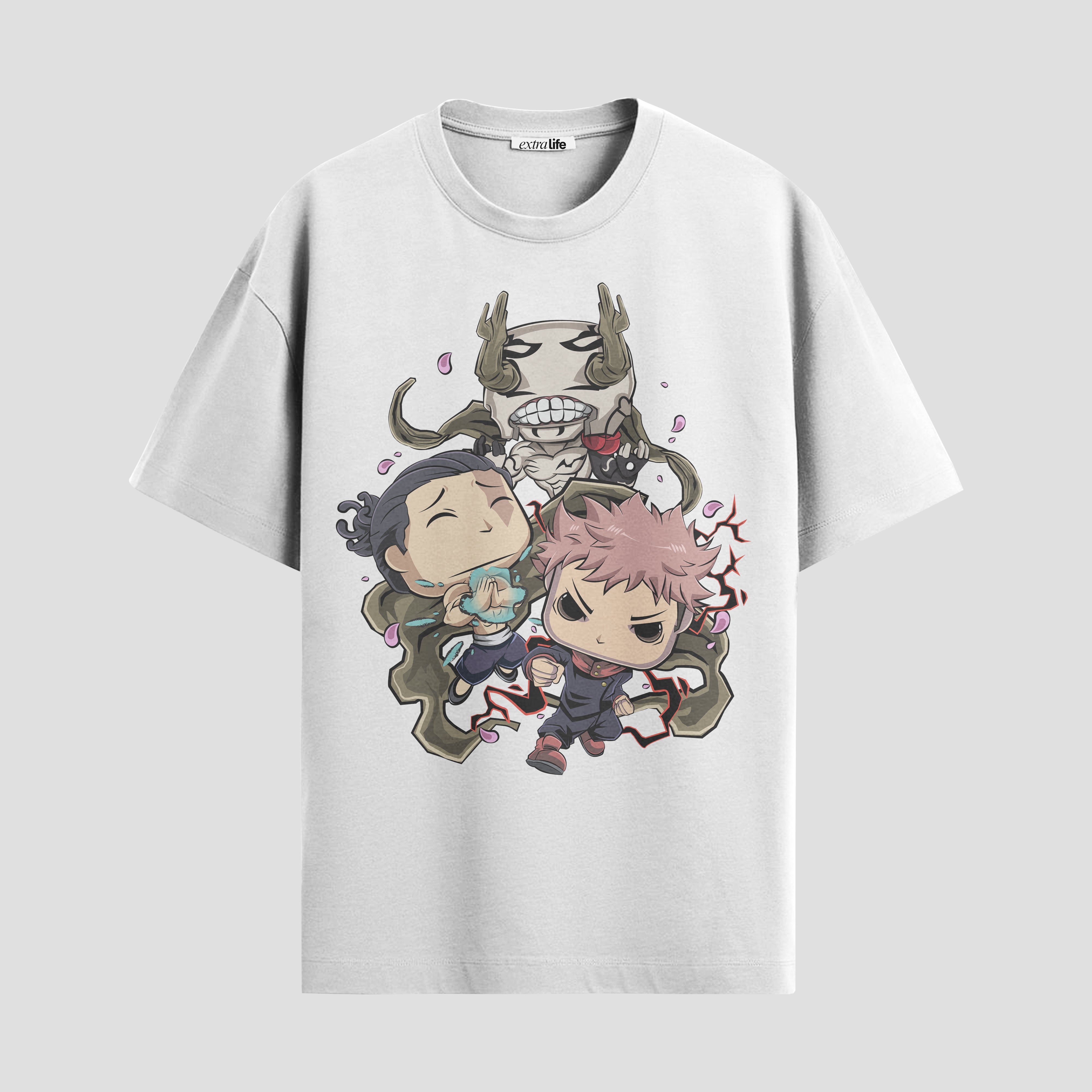 Playera urbana de anime y gaming ExtraLife MX, corte Standard Fit unisex ligero y transpirable en color Deep Black y Pure White, ropa de uso diario para gym y casual.