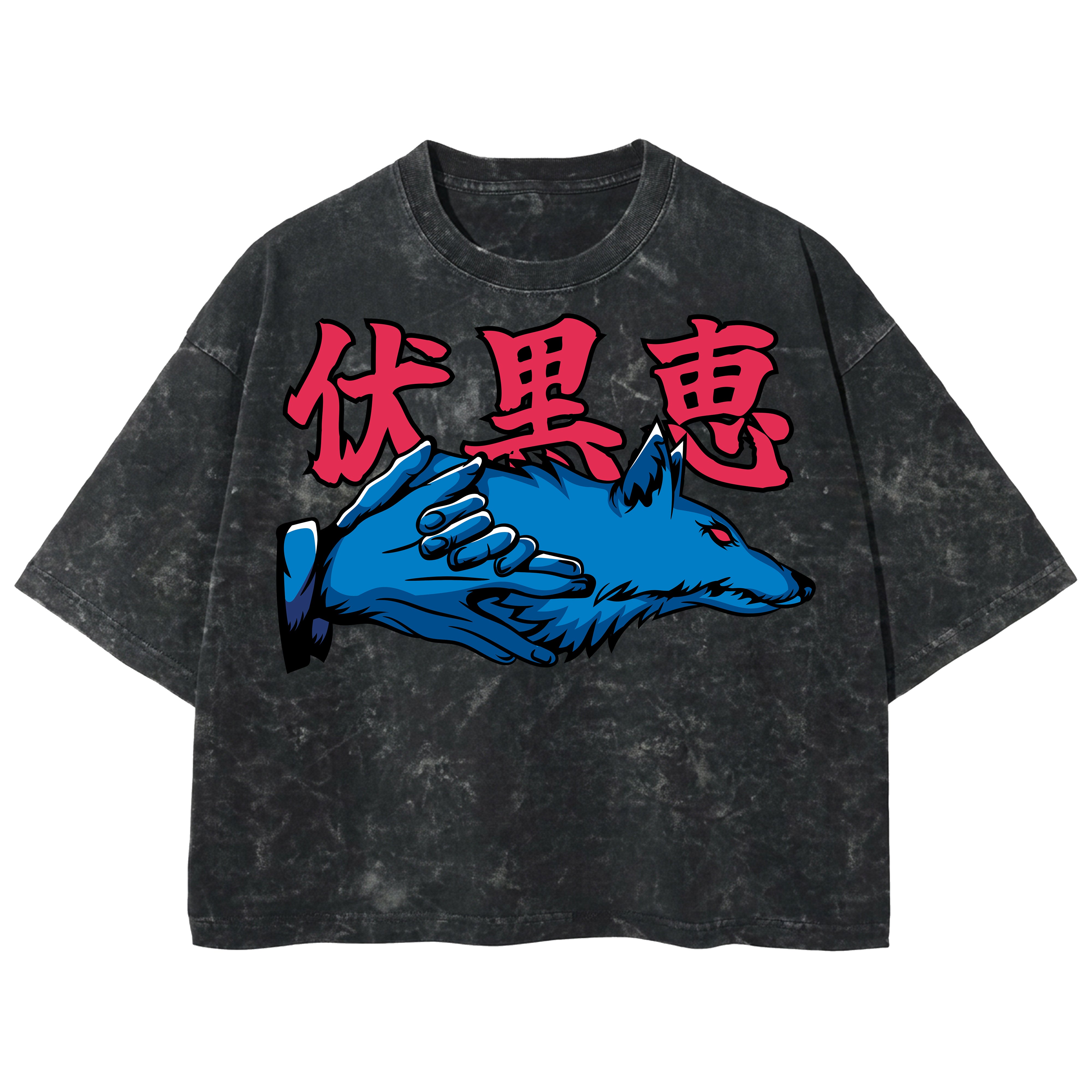 Playera streetwear premium de anime y gaming ExtraLife MX, corte boxy deluxe mineral wash heavyweight en color Acid Wash, moda urbana mexicana de culto.