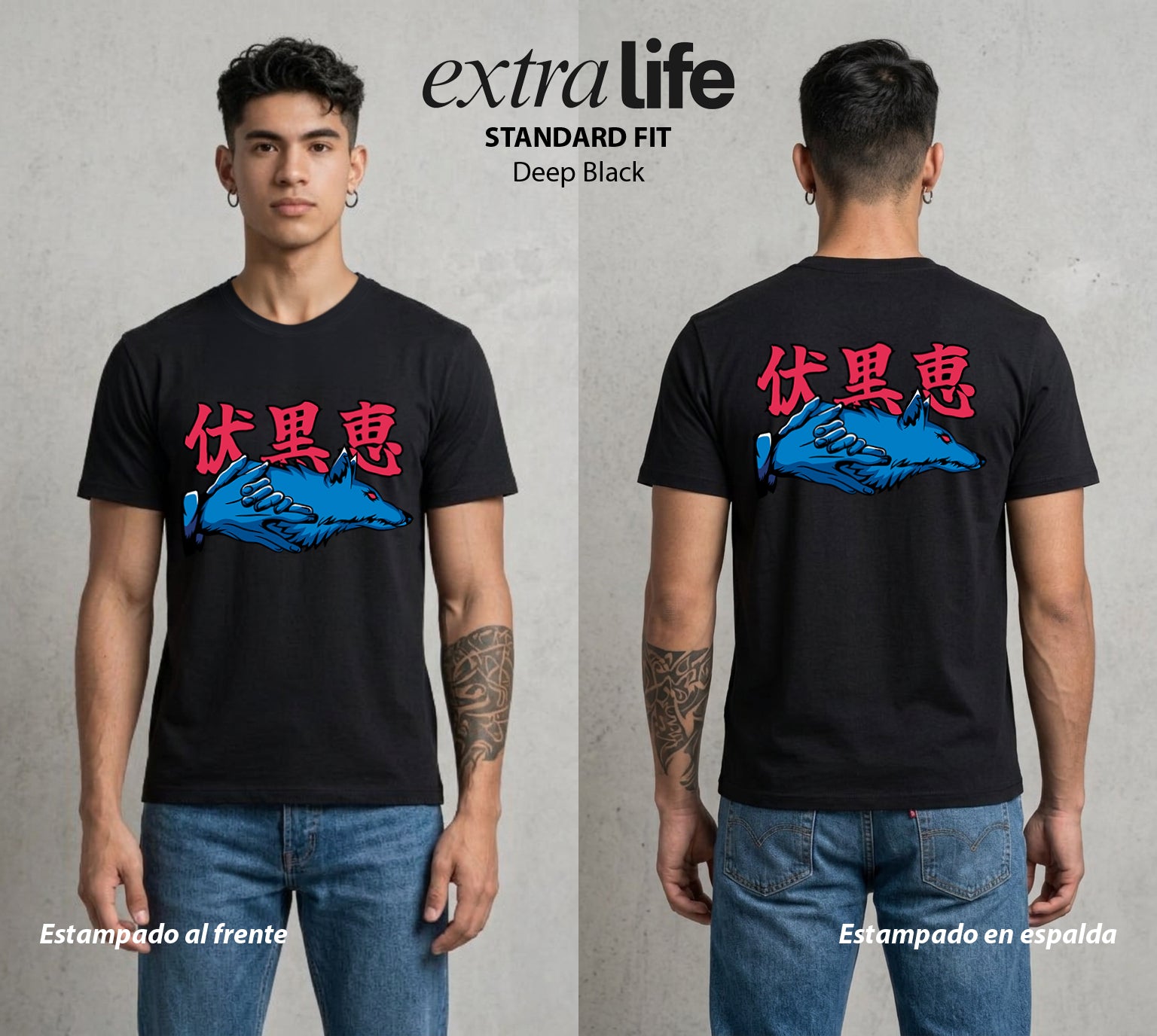 El Arte de las Maldiciones | Las Manos de las Bestias #01817 - Playera Standard Fit | Deep Black - Foto en modelo