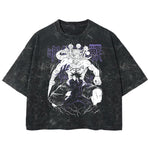 Playera streetwear premium de anime y gaming ExtraLife MX, corte boxy deluxe mineral wash heavyweight en color Acid Wash, moda urbana mexicana de culto.