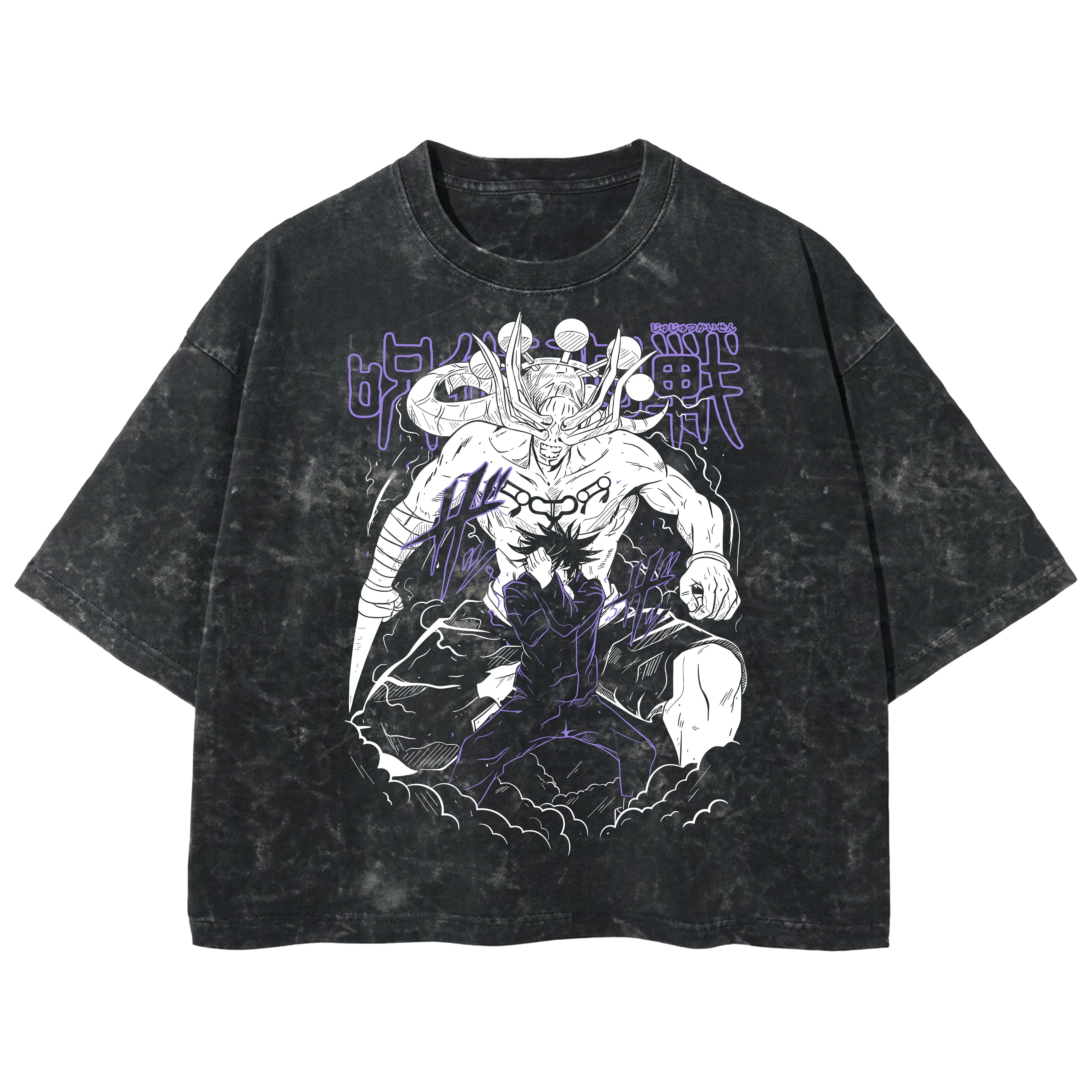 Playera streetwear premium de anime y gaming ExtraLife MX, corte boxy deluxe mineral wash heavyweight en color Acid Wash, moda urbana mexicana de culto.