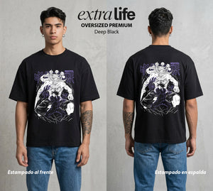 El Arte de las Maldiciones | La Rueda del Fin #01818 - Playera Oversized Premium | Deep Black - Foto en modelo