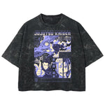 Playera streetwear premium de anime y gaming ExtraLife MX, corte boxy deluxe mineral wash heavyweight en color Acid Wash, moda urbana mexicana de culto.