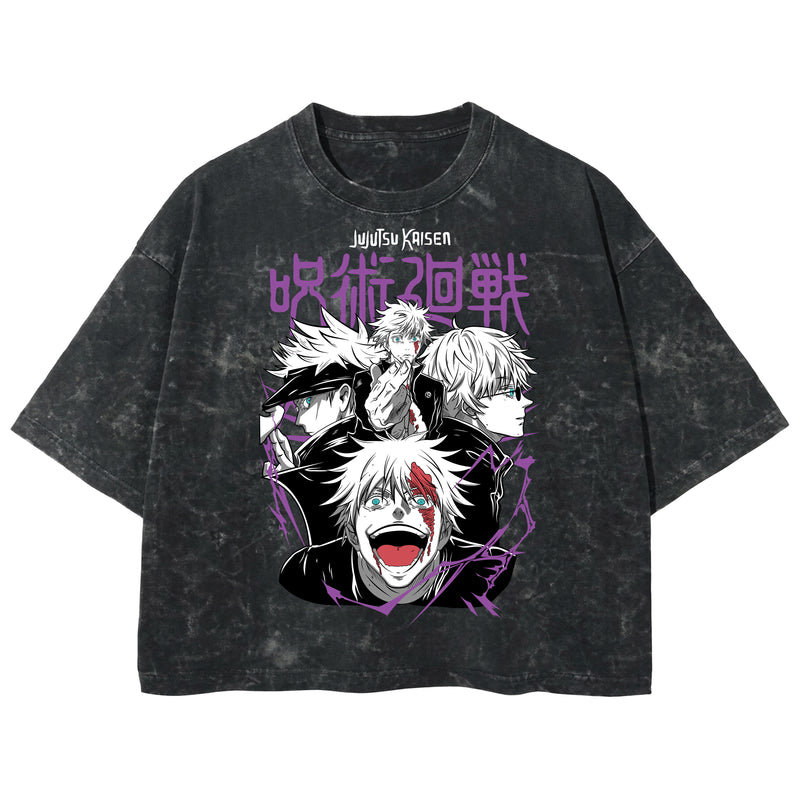 Playera streetwear premium de anime y gaming ExtraLife MX, corte boxy deluxe mineral wash heavyweight en color Acid Wash, moda urbana mexicana de culto.