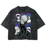 Playera streetwear premium de anime y gaming ExtraLife MX, corte boxy deluxe mineral wash heavyweight en color Acid Wash, moda urbana mexicana de culto.