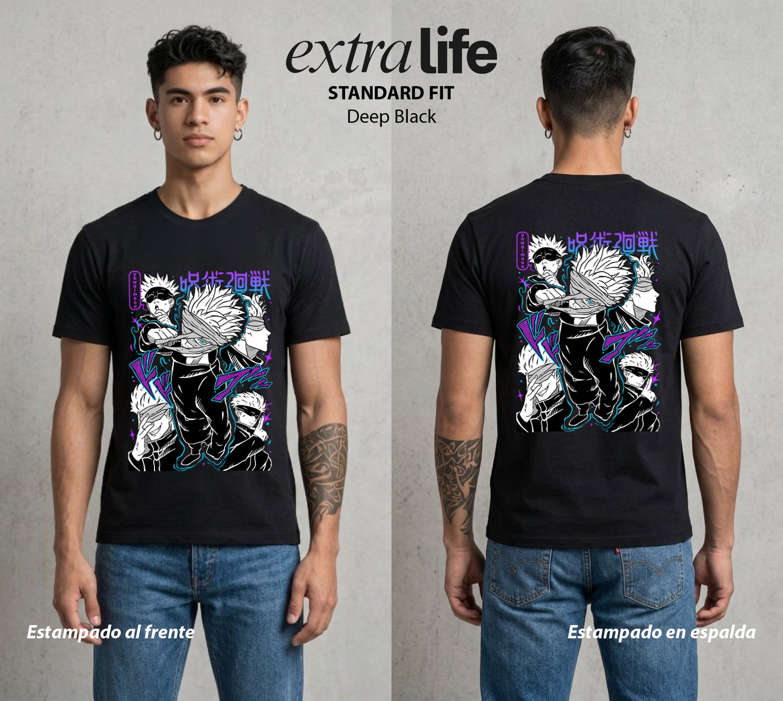 El Arte de las Maldiciones | Ojos del Universo #01824 - Playera Standard Fit | Deep Black - Foto en modelo