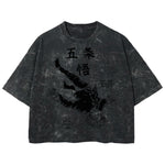 Playera streetwear premium de anime y gaming ExtraLife MX, corte boxy deluxe mineral wash heavyweight en color Acid Wash, moda urbana mexicana de culto.