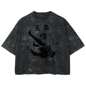 Playera streetwear premium de anime y gaming ExtraLife MX, corte boxy deluxe mineral wash heavyweight en color Acid Wash, moda urbana mexicana de culto.