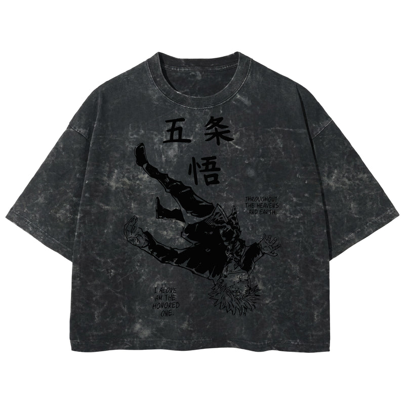 Playera streetwear premium de anime y gaming ExtraLife MX, corte boxy deluxe mineral wash heavyweight en color Acid Wash, moda urbana mexicana de culto.