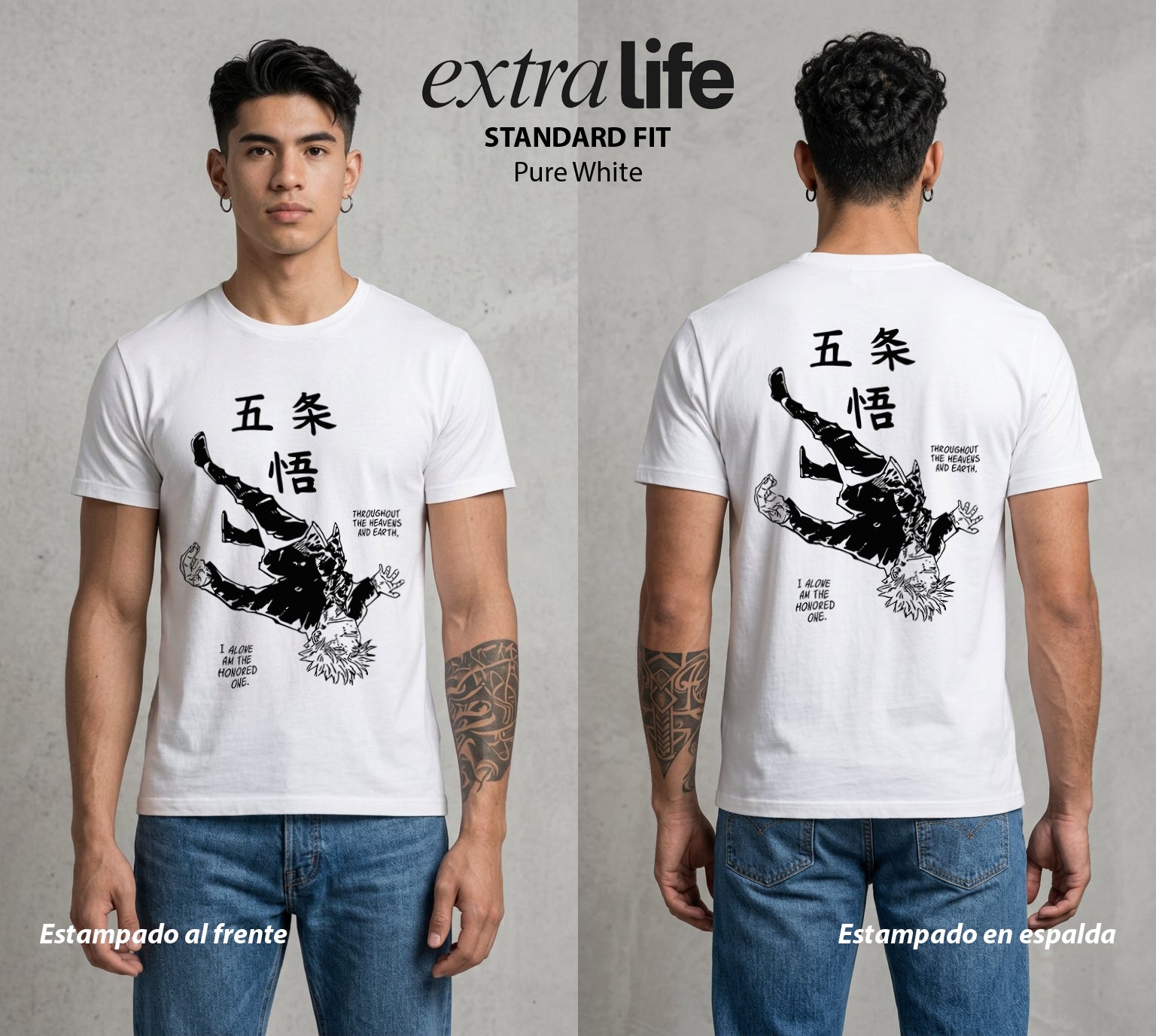 El Arte de las Maldiciones | Seis Ojos del Poder #01825 - Playera Standard Fit | Pure White - Foto en modelo