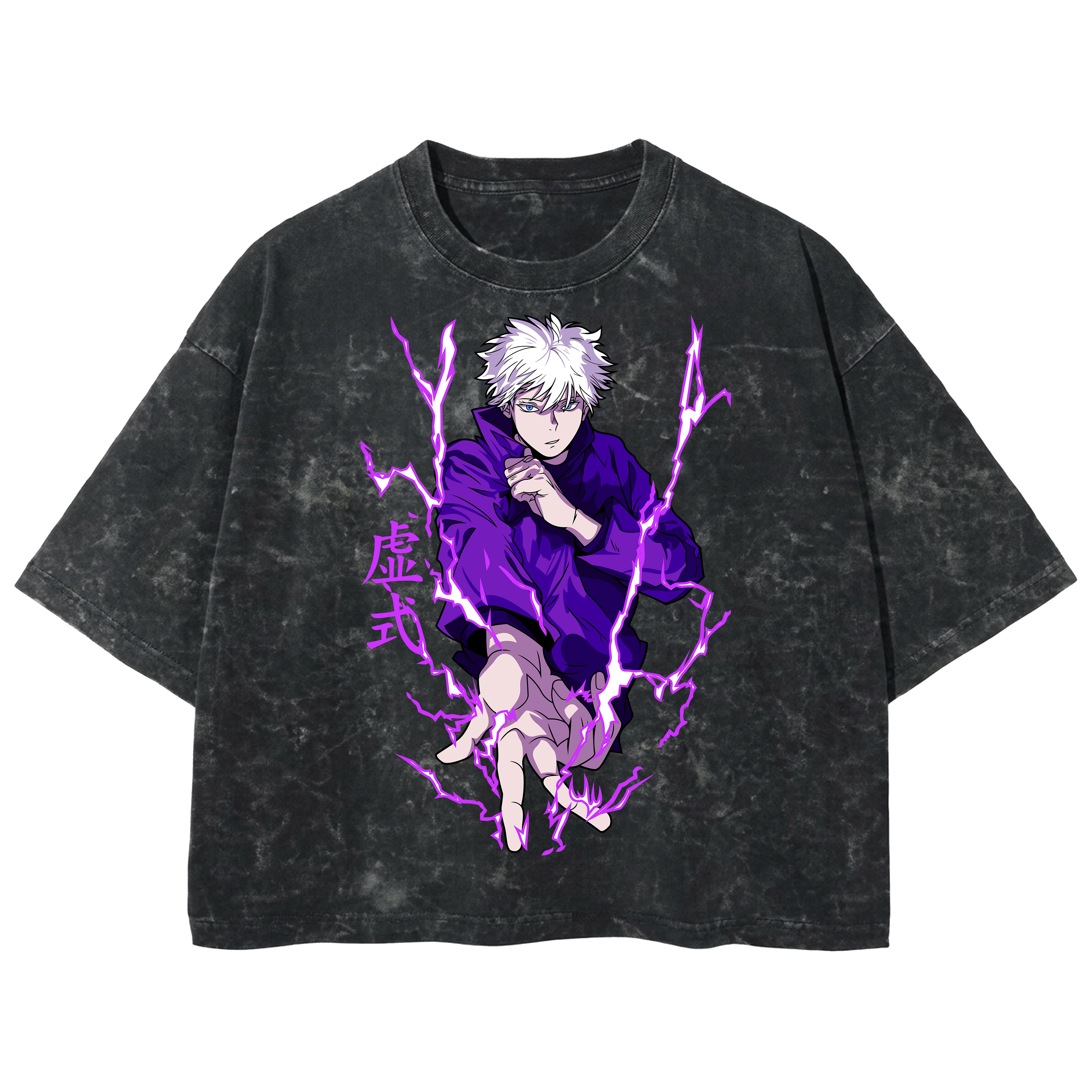 Playera streetwear premium de anime y gaming ExtraLife MX, corte boxy deluxe mineral wash heavyweight en color Acid Wash, moda urbana mexicana de culto.
