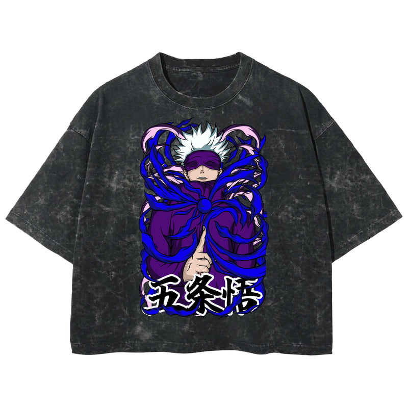 Playera streetwear premium de anime y gaming ExtraLife MX, corte boxy deluxe mineral wash heavyweight en color Acid Wash, moda urbana mexicana de culto.