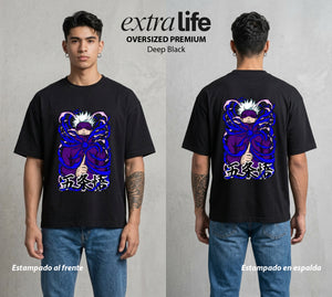 El Arte de las Maldiciones | El Maestro del Infinito #01828 - Playera Oversized Premium | Deep Black - Foto en modelo