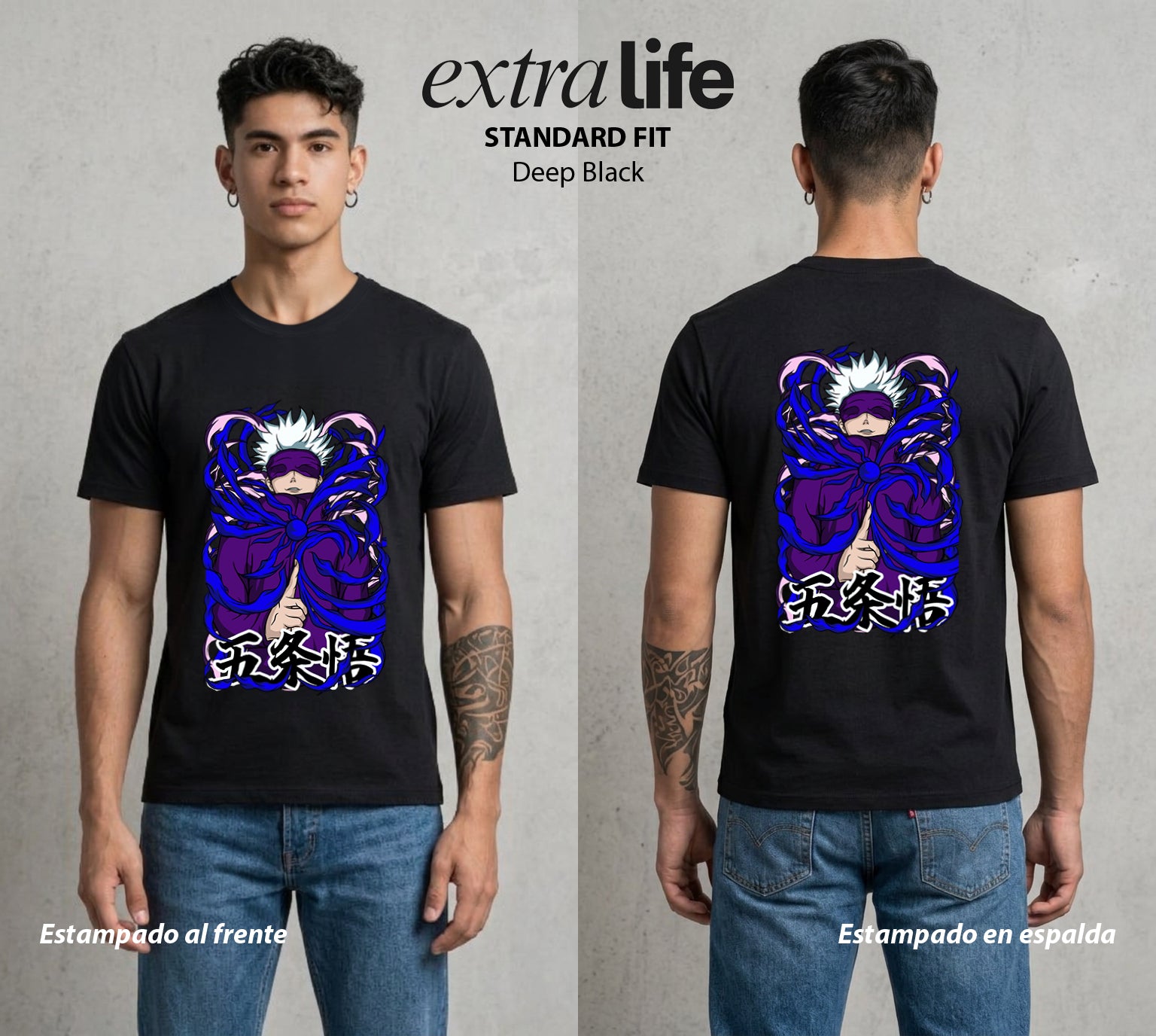 El Arte de las Maldiciones | El Maestro del Infinito #01828 - Playera Standard Fit | Deep Black - Foto en modelo
