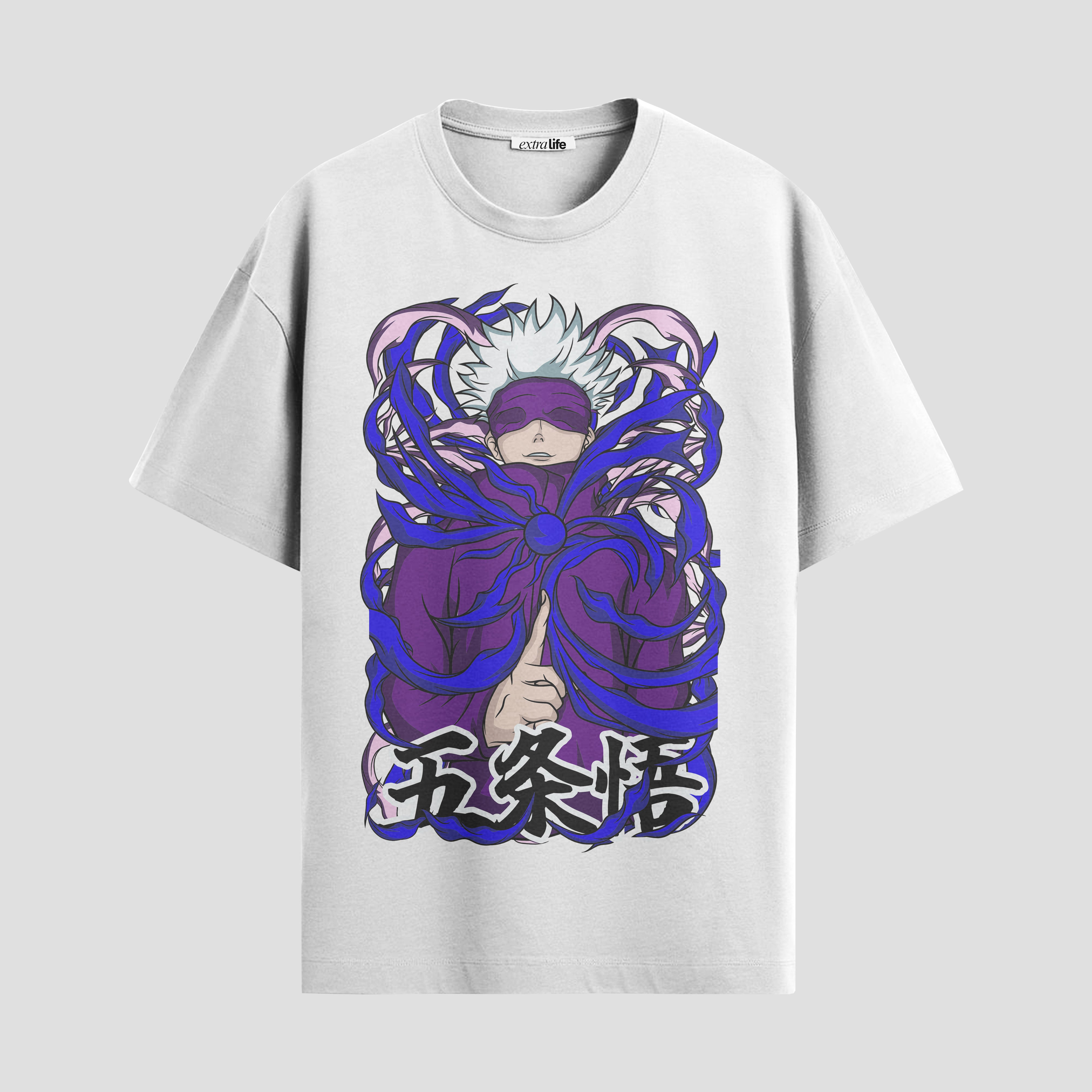 Playera urbana de anime y gaming ExtraLife MX, corte Standard Fit unisex ligero y transpirable en color Deep Black y Pure White, ropa de uso diario para gym y casual.