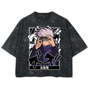 Playera streetwear premium de anime y gaming ExtraLife MX, corte boxy deluxe mineral wash heavyweight en color Acid Wash, moda urbana mexicana de culto.
