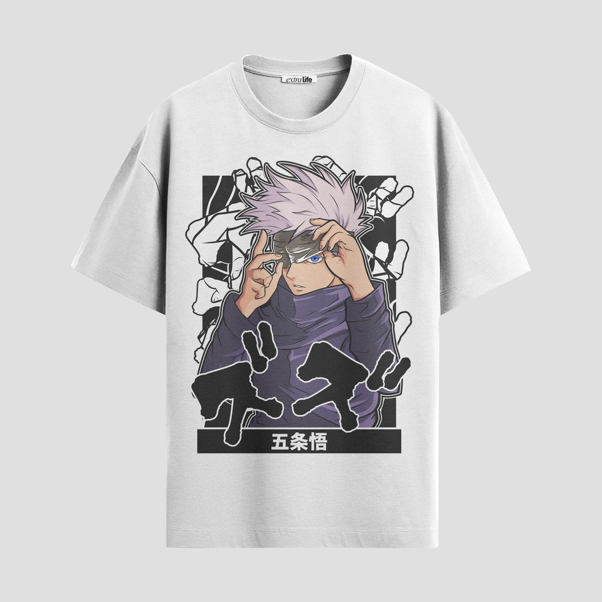 Playera urbana de anime y gaming ExtraLife MX, corte Classic Premium unisex ligero y transpirable en color Deep Black y Pure White, ropa de uso diario para gym y casual.