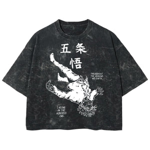 Playera streetwear premium de anime y gaming ExtraLife MX, corte boxy deluxe mineral wash heavyweight en color Acid Wash, moda urbana mexicana de culto.