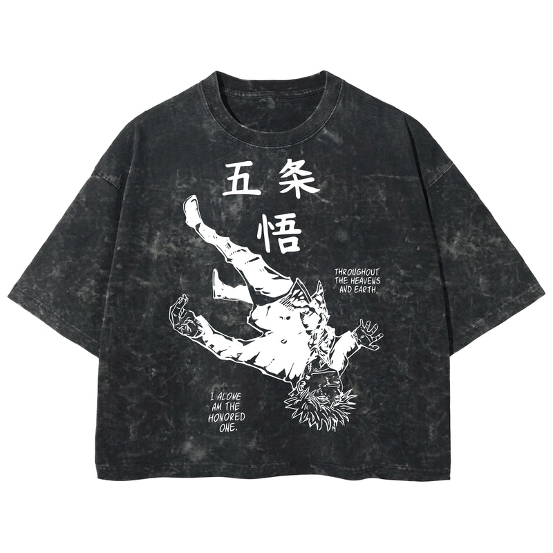 Playera streetwear premium de anime y gaming ExtraLife MX, corte boxy deluxe mineral wash heavyweight en color Acid Wash, moda urbana mexicana de culto.