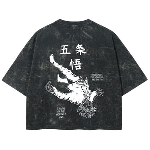 Playera streetwear premium de anime y gaming ExtraLife MX, corte boxy deluxe mineral wash heavyweight en color Acid Wash, moda urbana mexicana de culto.