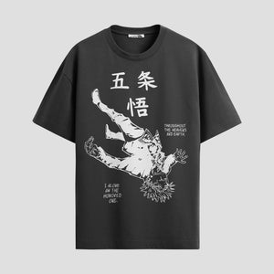 Playera urbana de anime y gaming ExtraLife MX, corte Standard Fit unisex ligero y transpirable en color Deep Black y Pure White, ropa de uso diario para gym y casual.