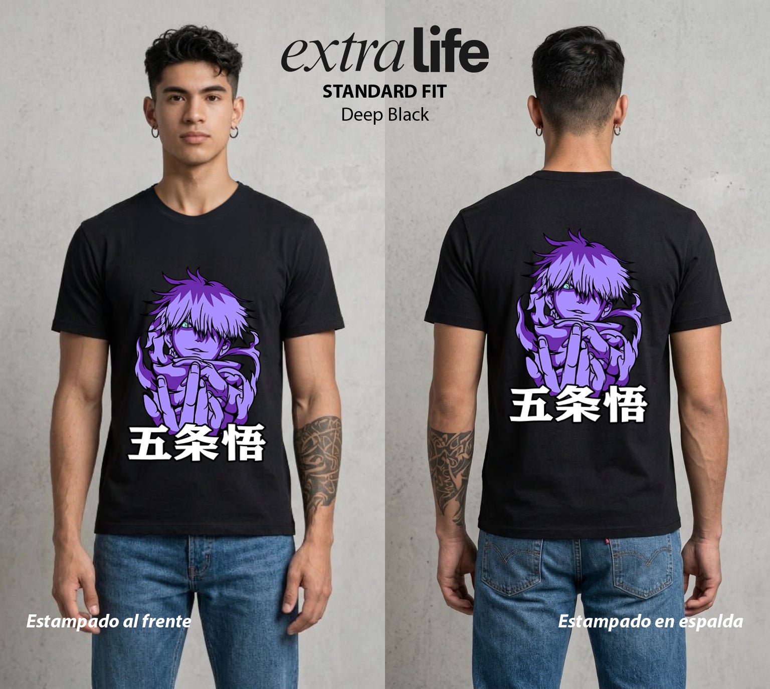 El Arte de las Maldiciones | El Infinito Absoluto #01831 - Playera Standard Fit | Deep Black - Foto en modelo