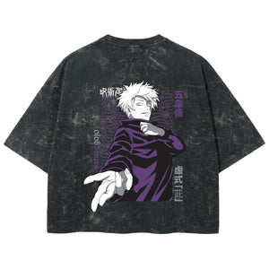 Playera streetwear premium de anime y gaming ExtraLife MX, corte boxy deluxe mineral wash heavyweight en color Acid Wash, moda urbana mexicana de culto.