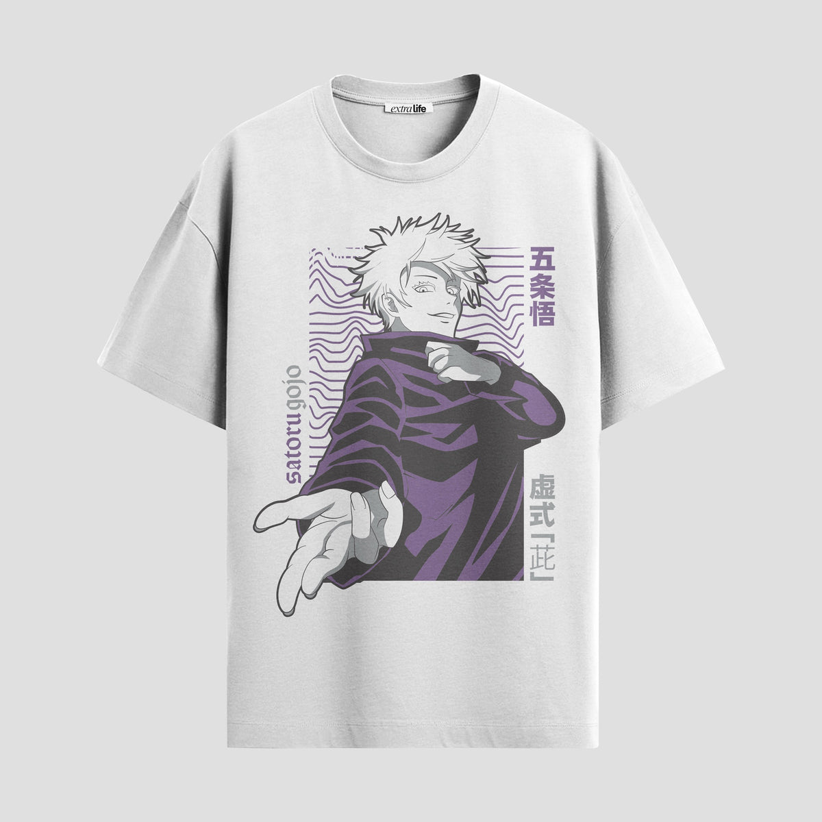Playera urbana de anime y gaming ExtraLife MX, corte Classic Premium unisex ligero y transpirable en color Deep Black y Pure White, ropa de uso diario para gym y casual.