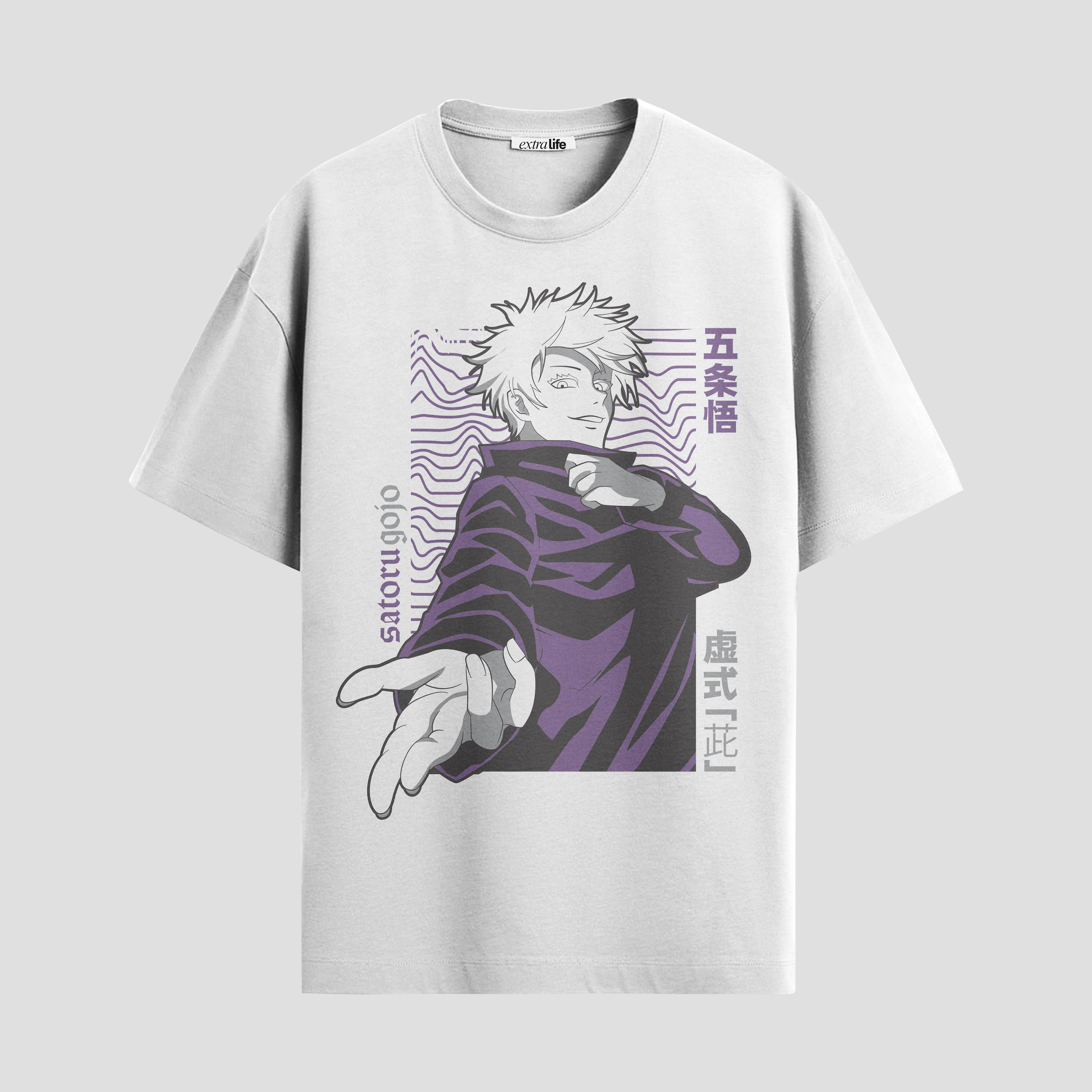 Playera urbana de anime y gaming ExtraLife MX, corte Standard Fit unisex ligero y transpirable en color Deep Black y Pure White, ropa de uso diario para gym y casual.