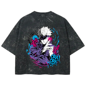 Playera streetwear premium de anime y gaming ExtraLife MX, corte boxy deluxe mineral wash heavyweight en color Acid Wash, moda urbana mexicana de culto.
