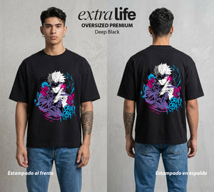 El Arte de las Maldiciones | El Mas Fuerte #01834 - Playera Oversized Premium | Deep Black - Foto en modelo