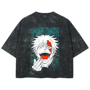 Playera streetwear premium de anime y gaming ExtraLife MX, corte boxy deluxe mineral wash heavyweight en color Acid Wash, moda urbana mexicana de culto.