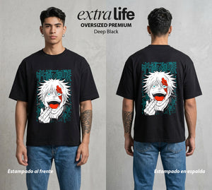 El Arte de las Maldiciones | Amor del Infinito #01835 - Playera Oversized Premium | Deep Black - Foto en modelo