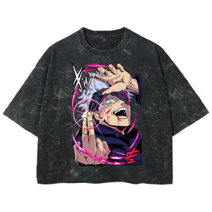 Playera streetwear premium de anime y gaming ExtraLife MX, corte boxy deluxe mineral wash heavyweight en color Acid Wash, moda urbana mexicana de culto.