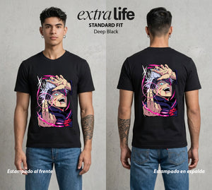 El Arte de las Maldiciones | El Maestro del Infinito #01836 - Playera Standard Fit | Deep Black - Foto en modelo