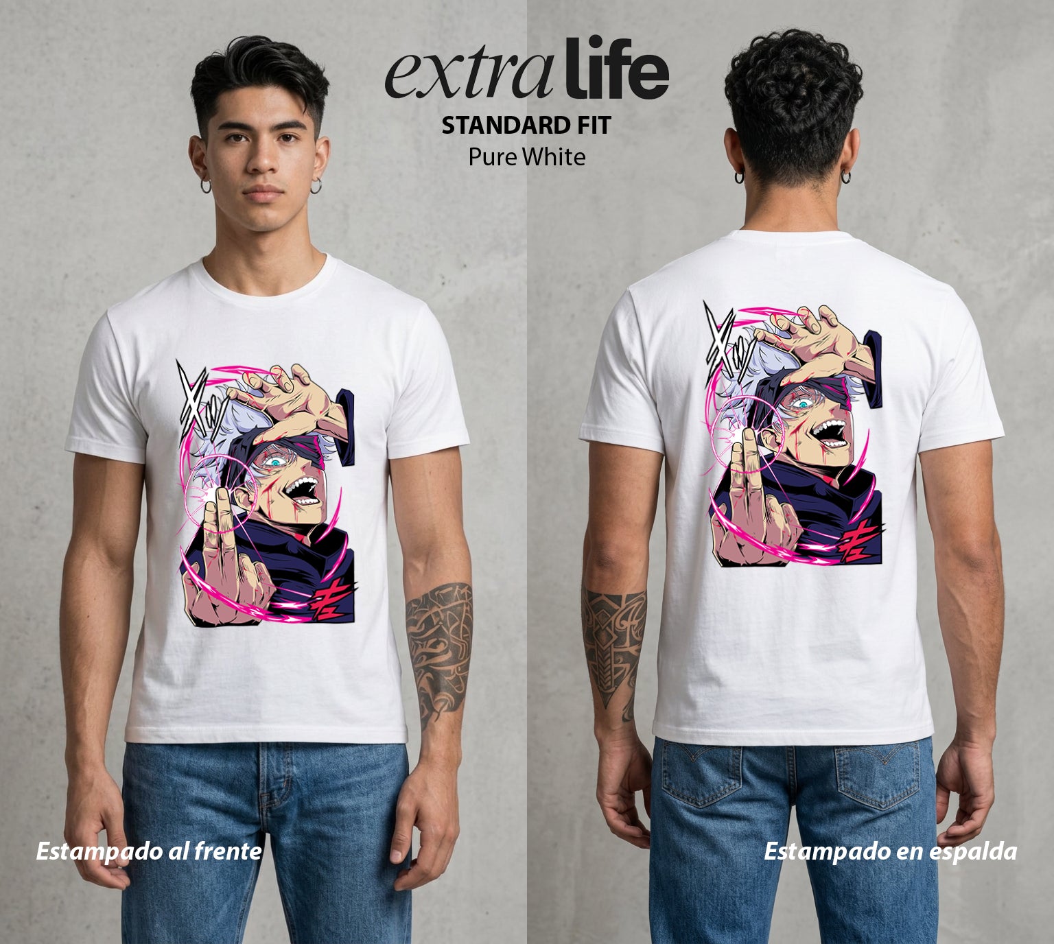 El Arte de las Maldiciones | El Maestro del Infinito #01836 - Playera Standard Fit | Pure White - Foto en modelo